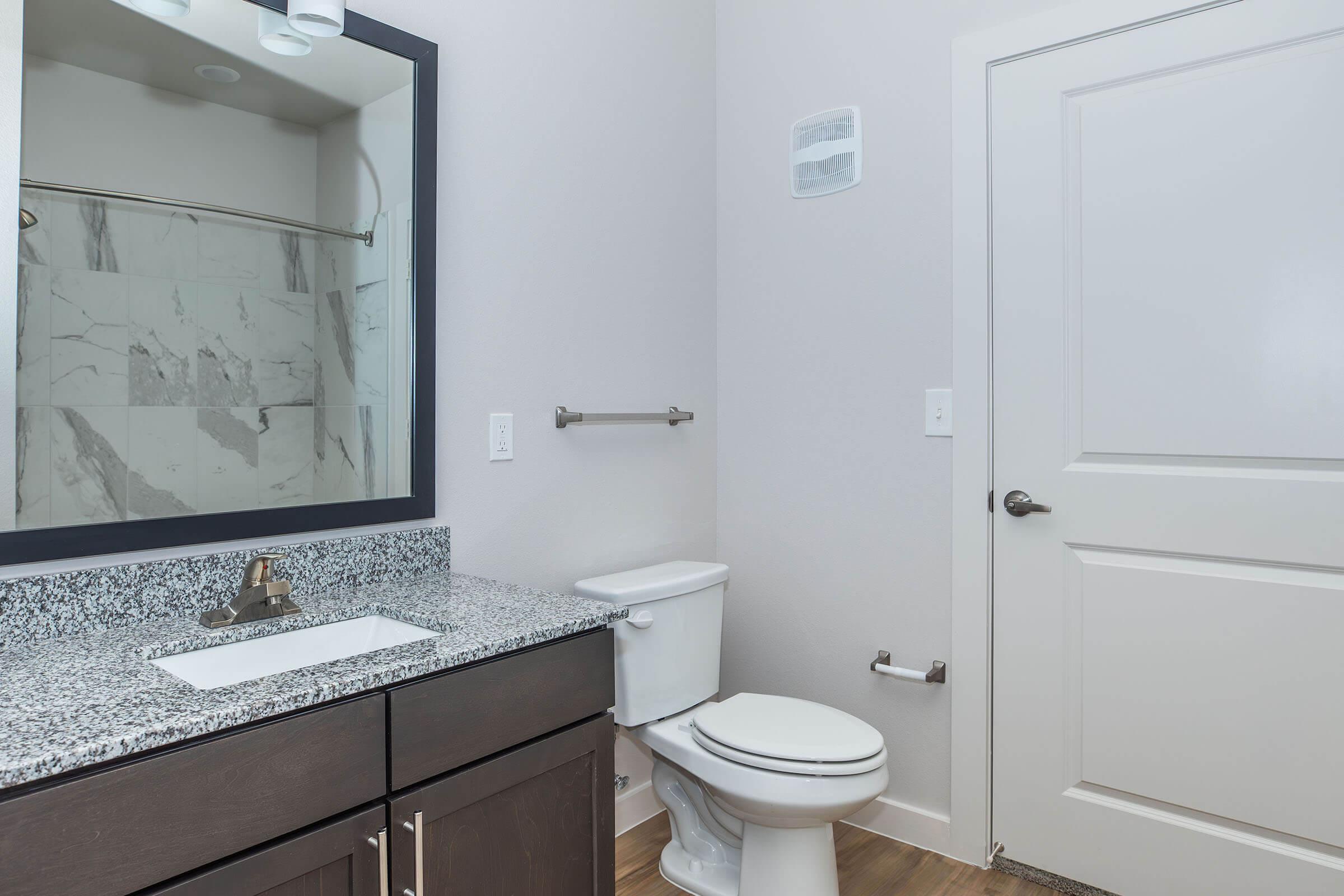 a shower that has a sink and a mirror