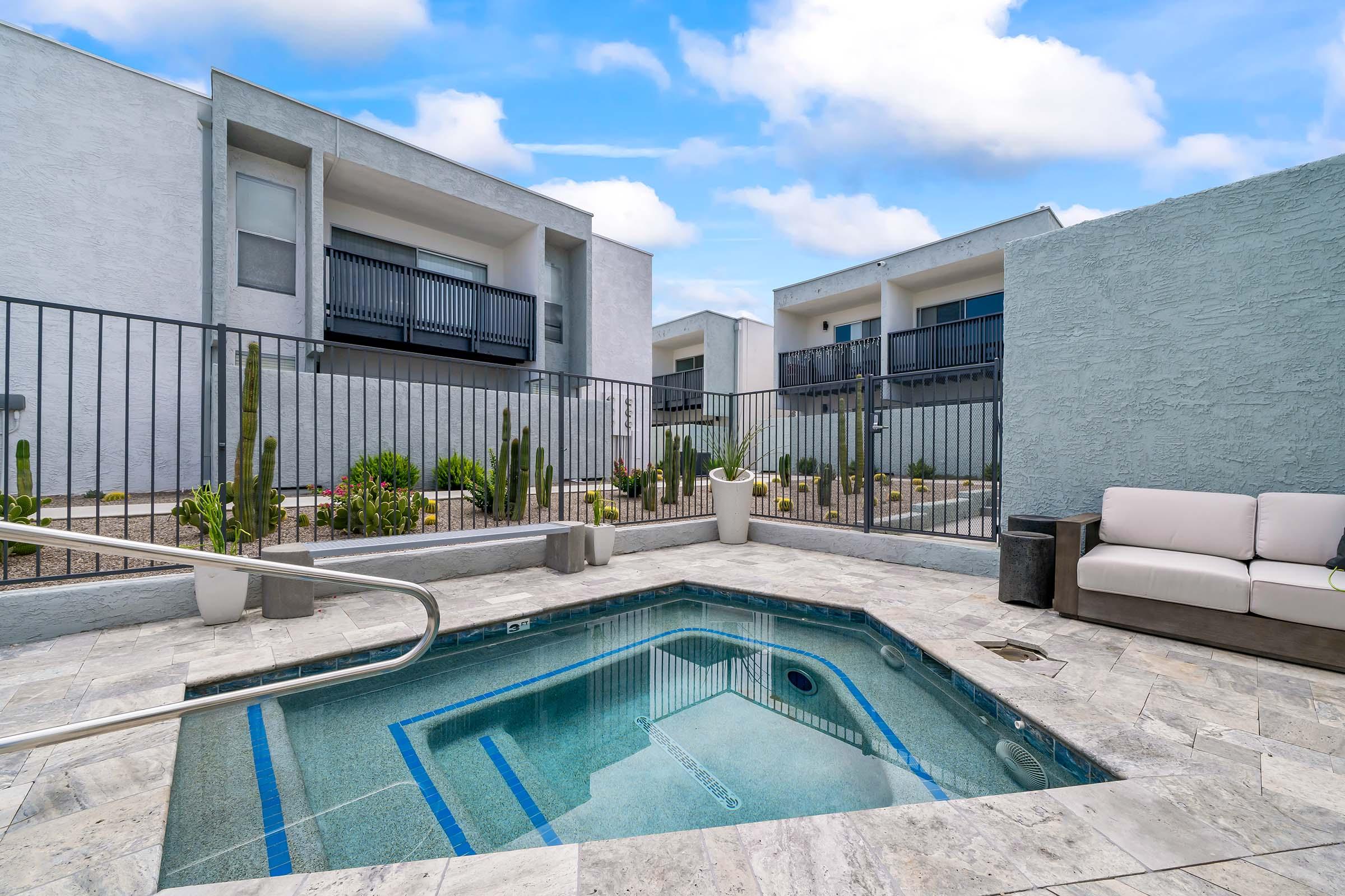 a building with a pool