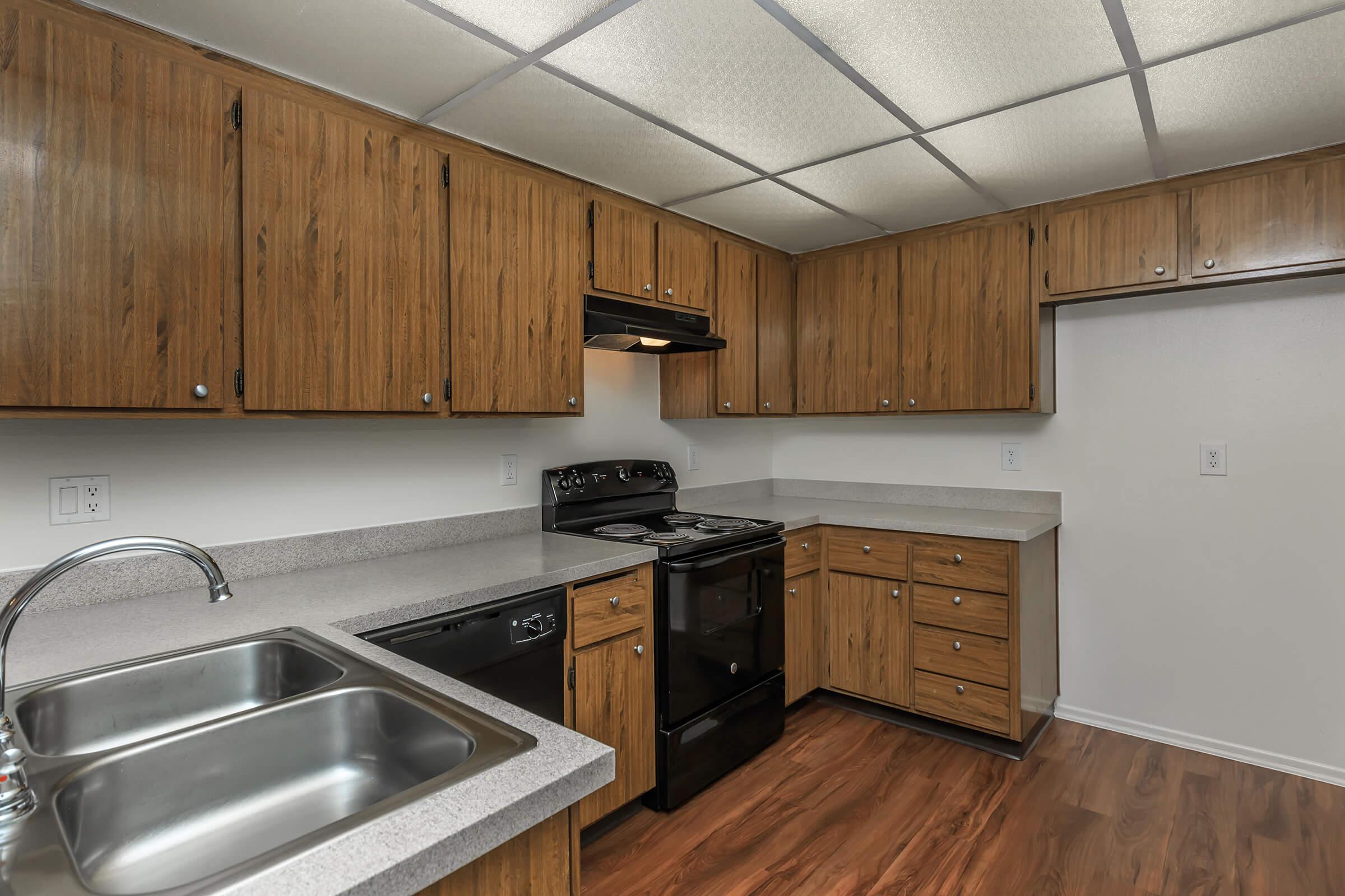 Kitchen with black appliances