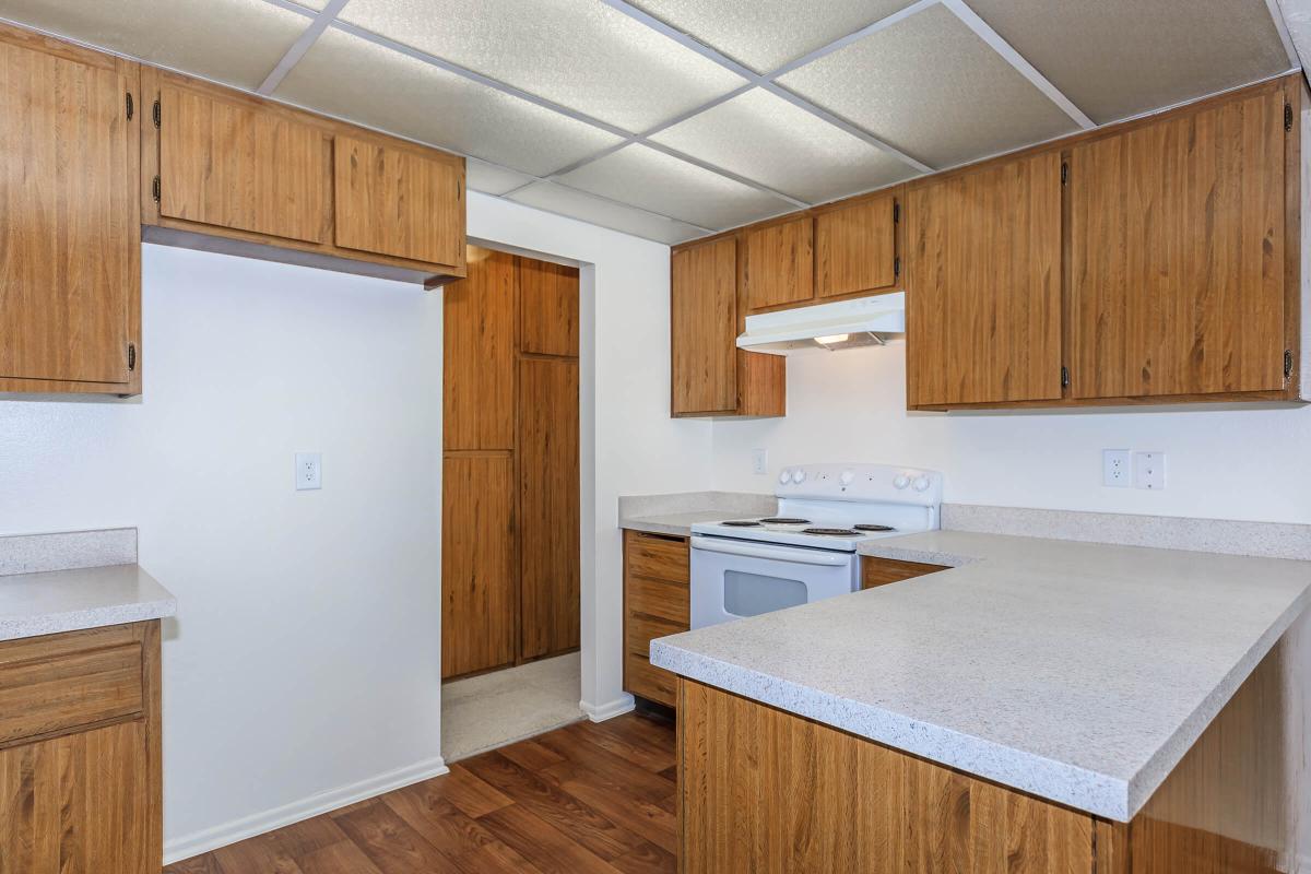 Kitchen with wooden cabinets