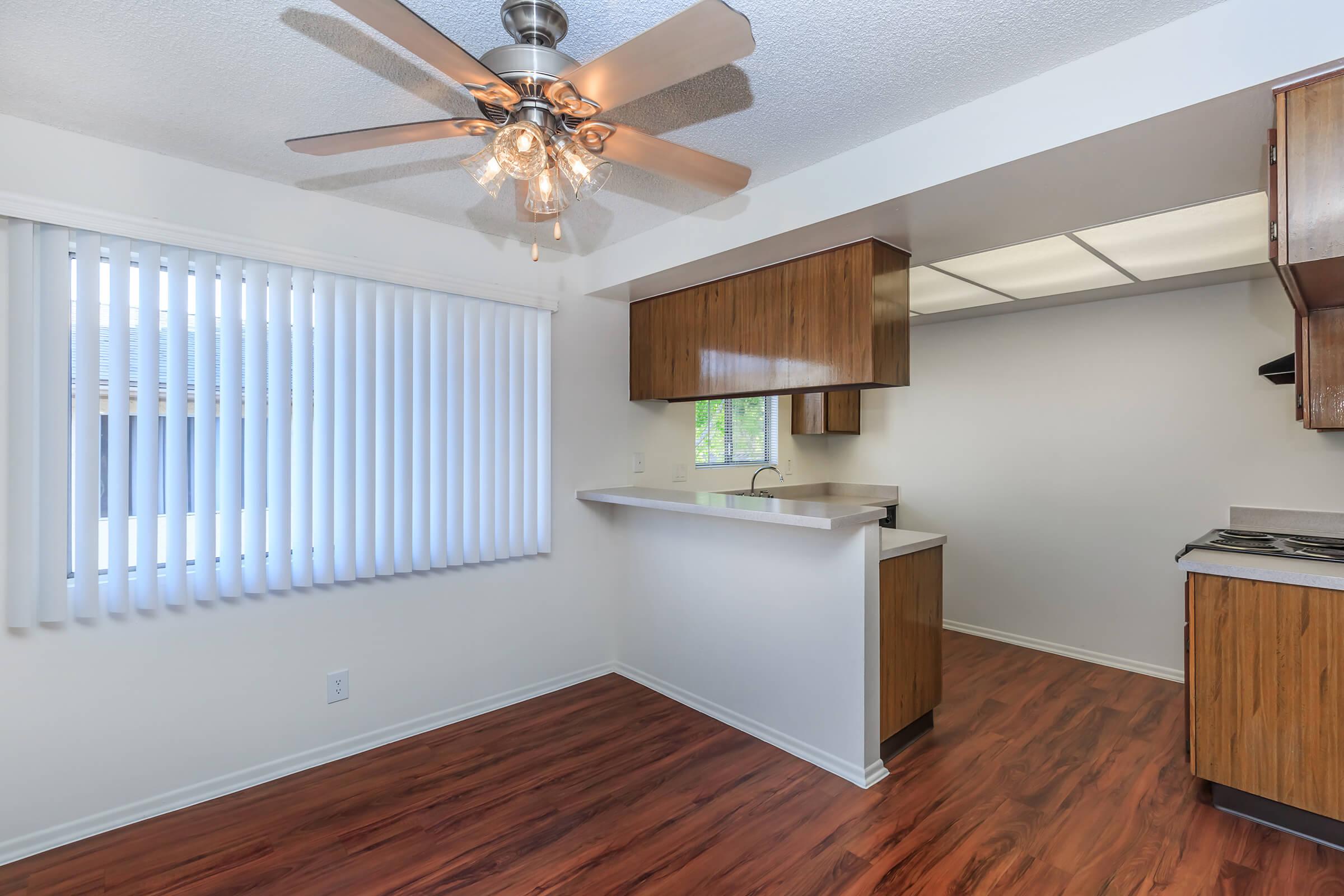 Vacant dining room and kitchen