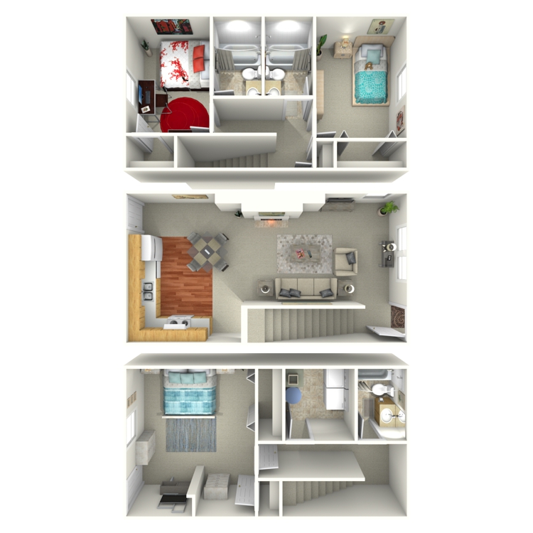 Floor plan image of 3 Bed 3 Bath Amaryllis Townhouse