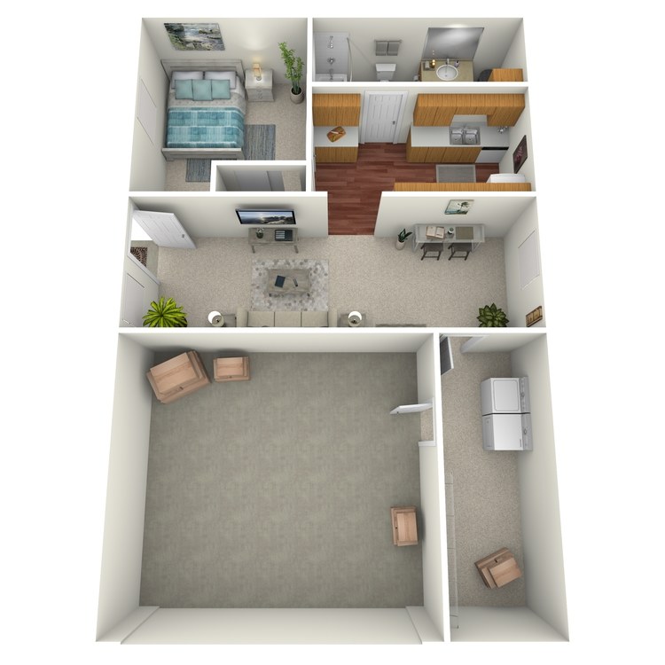 Floor plan image of 1 Bed 1 Bath in Triplex