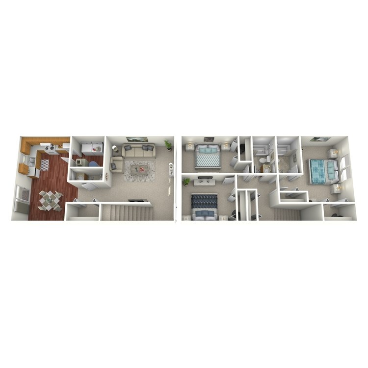 Floor plan image of 3 Bed 2.5 Bath Hoosier Townhouse