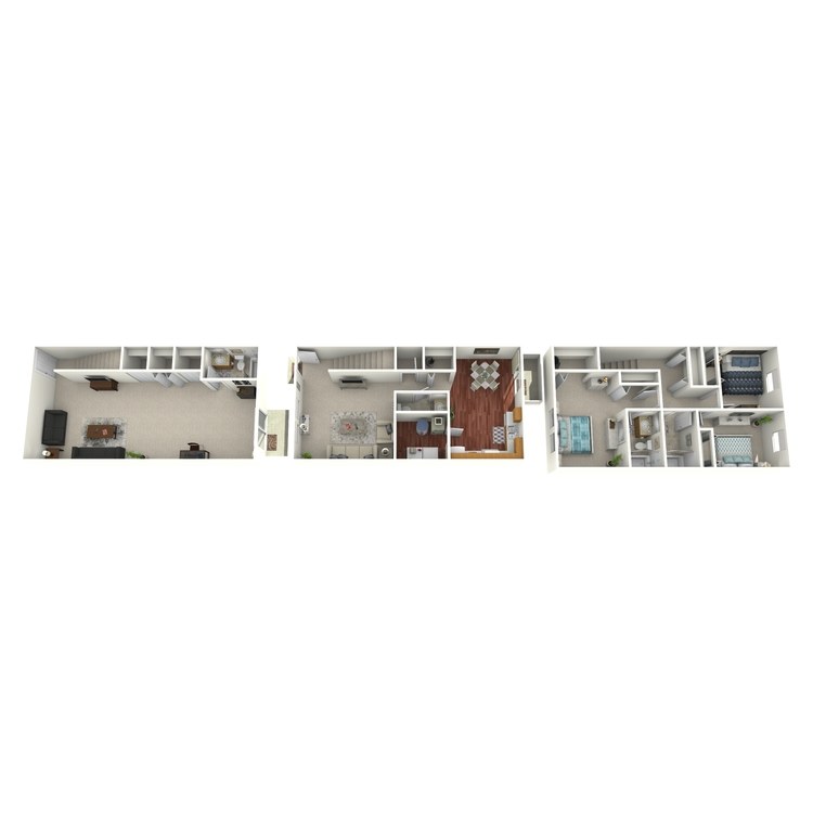 Floor plan image of 3 Bed 3.5 Bath Townhouse Walkout Basement
