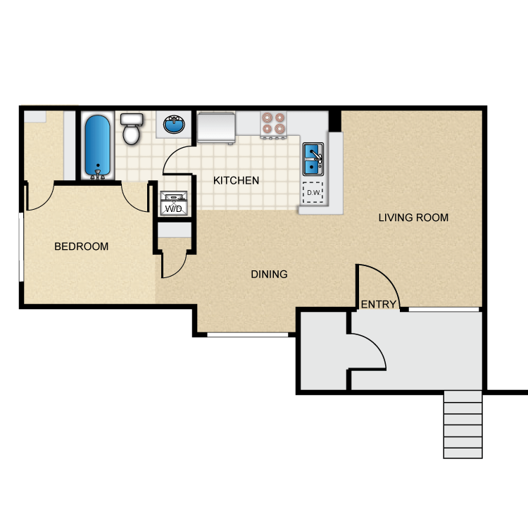 Floor plan image of 1 Bed 1 Bath A