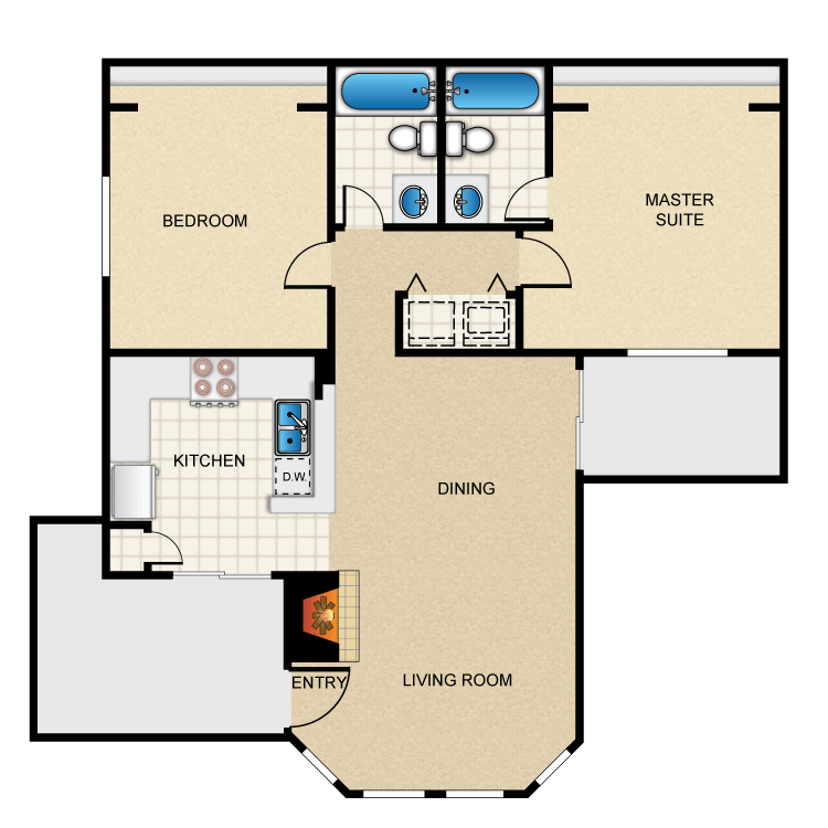 Floor plan image of 2 Bed 2 Bath D