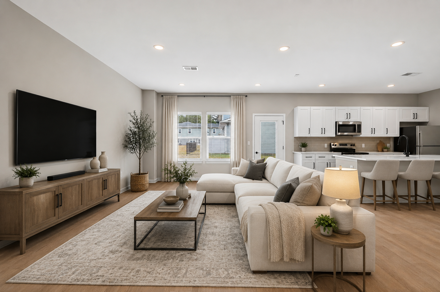 Discover your dream home in this spacious, sunlit living area that seamlessly blends comfort and style, perfect for relaxation or entertaining guests in a welcoming atmosphere.