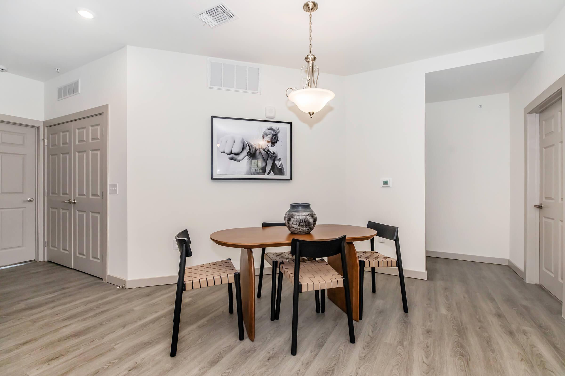 a living room with a wooden floor