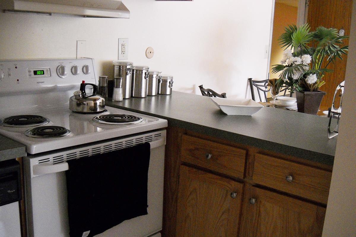 Kitchen with wooden cabinets