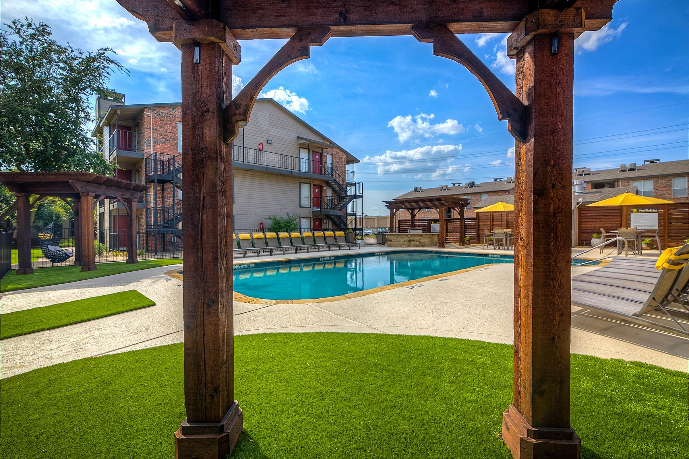 pergola next to the community pool