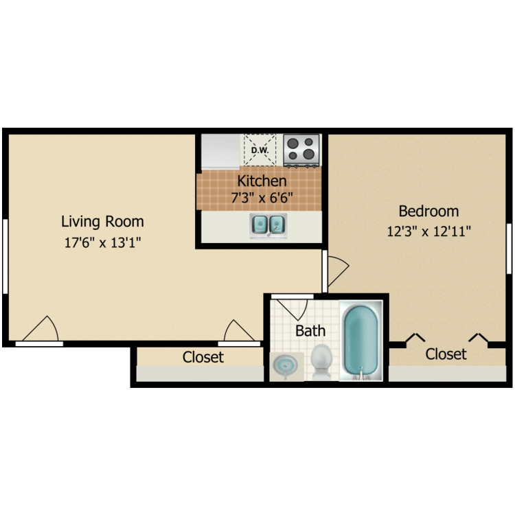 One Bedroom floor plan image