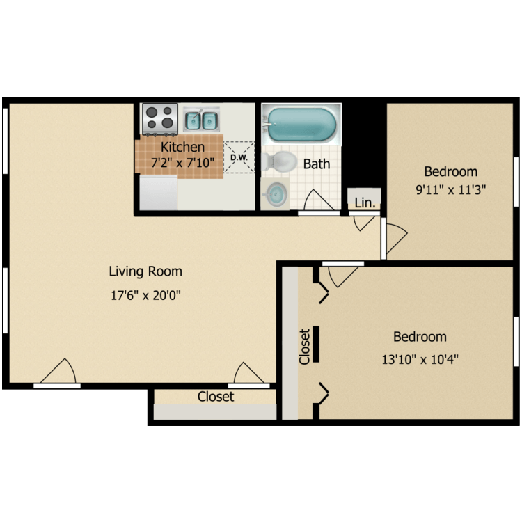 Two Bedroom floor plan image