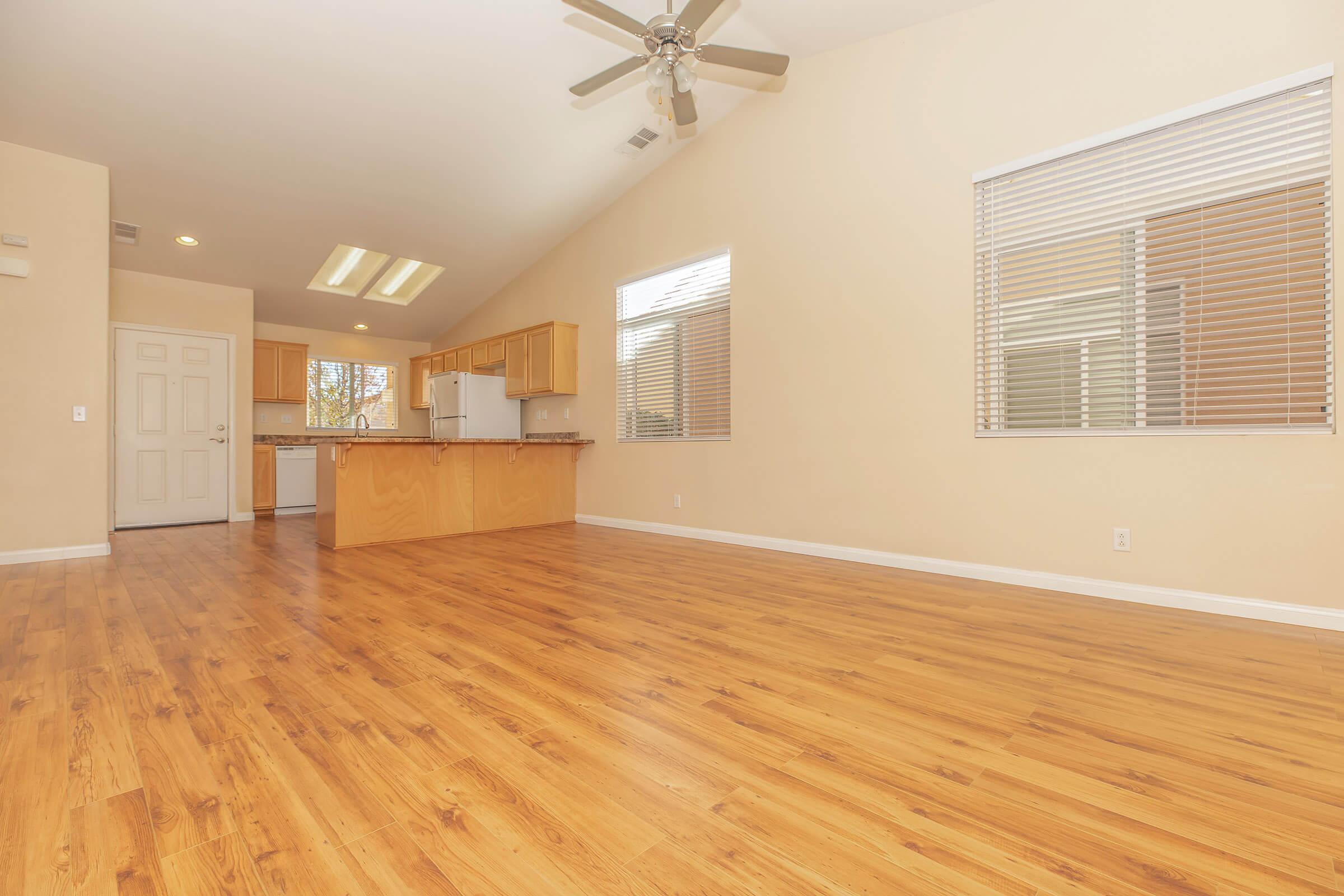 a room with a wood floor