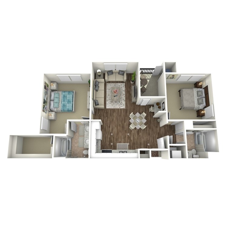 Design, a 2 bedroom 2 bathroom floor plan.