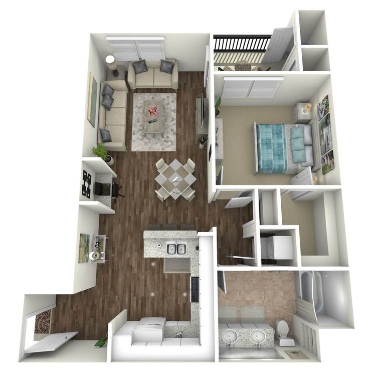 Achieve, a 1 bedroom 1 bathroom floor plan.