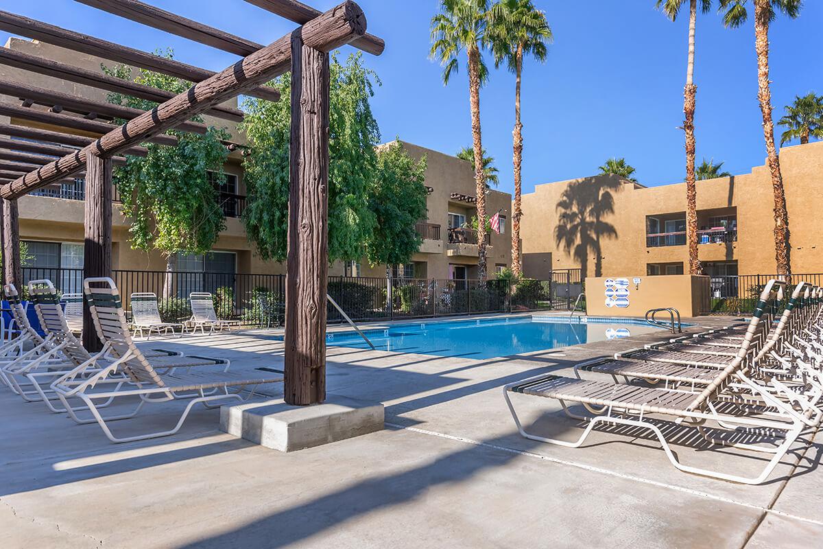 Palos Verdes Villas community pool with a pergola