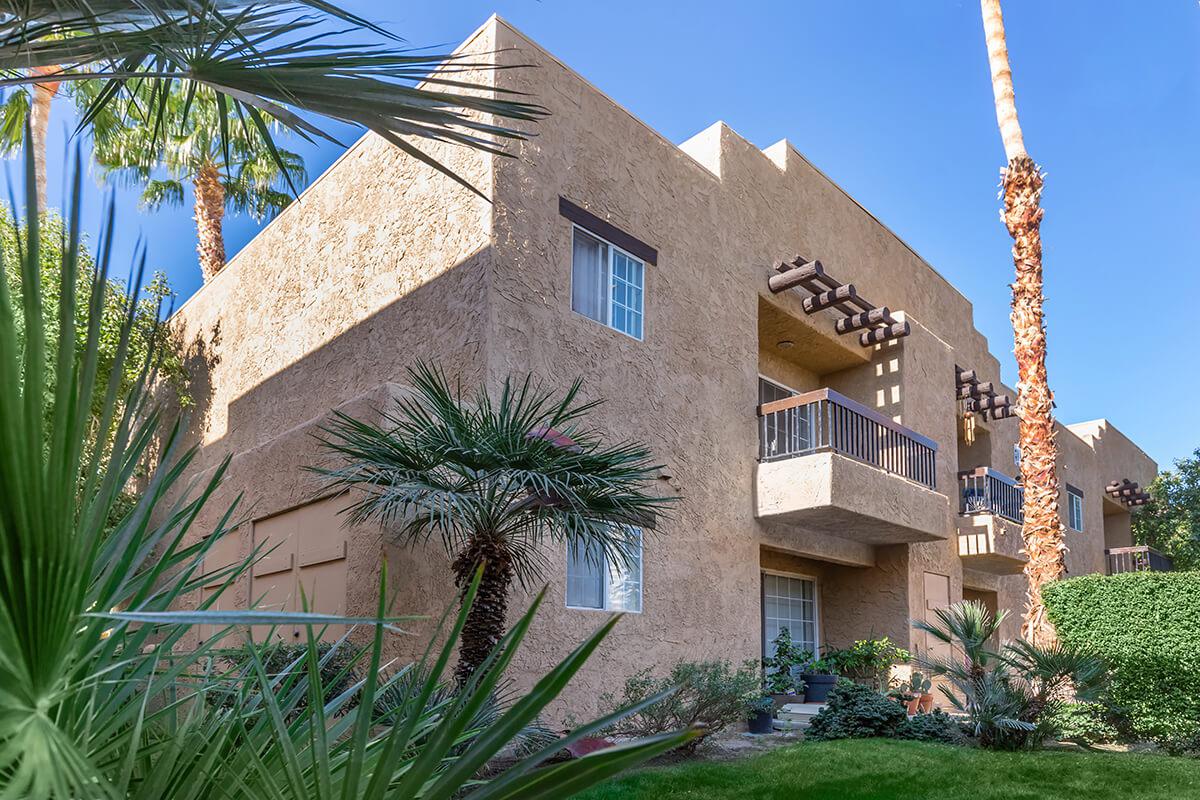 Palos Verdes Villas community building with green trees