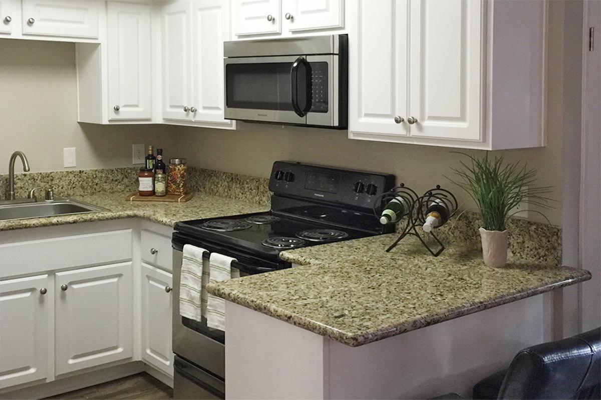 Kitchen with stainless steel appliances