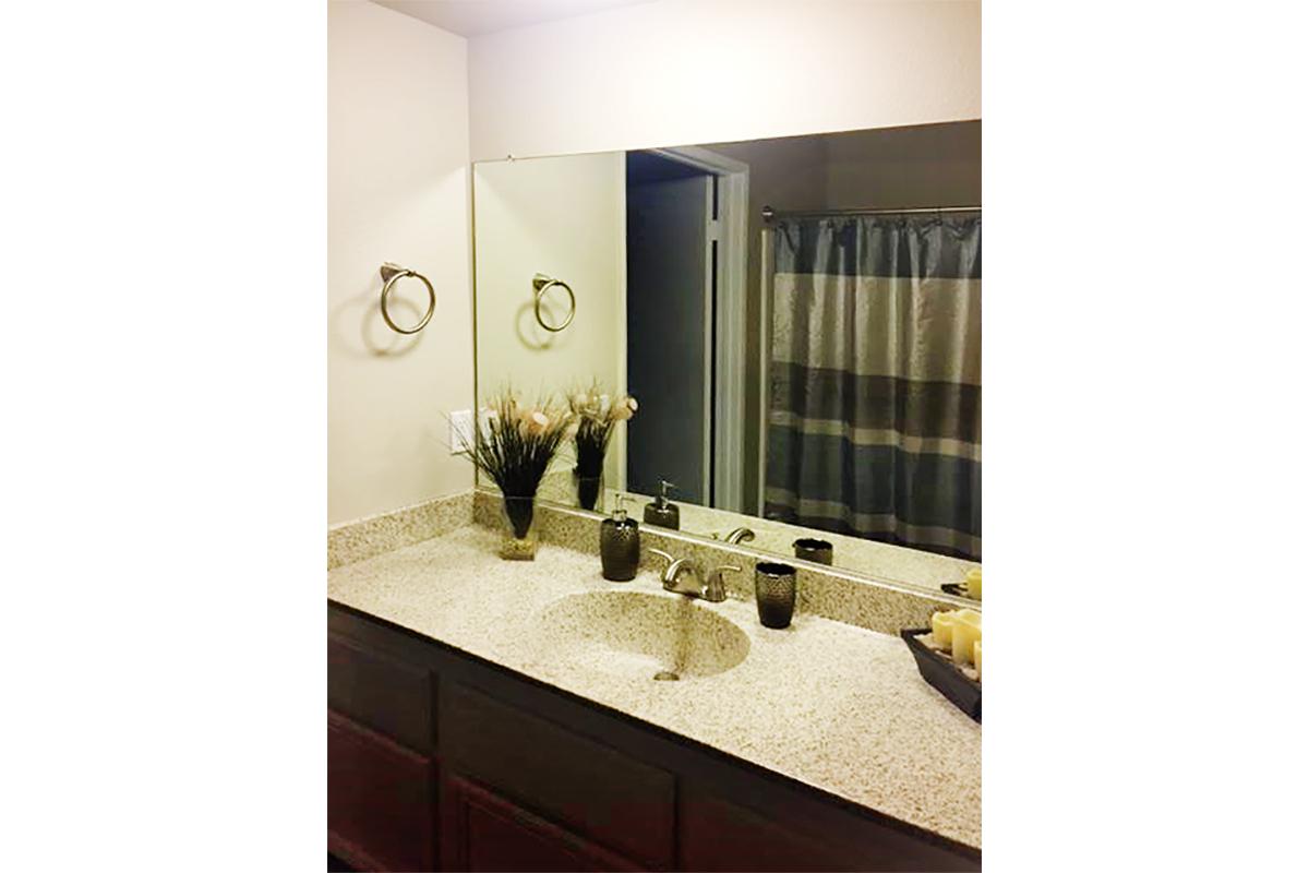 Bathroom with yellow flowers