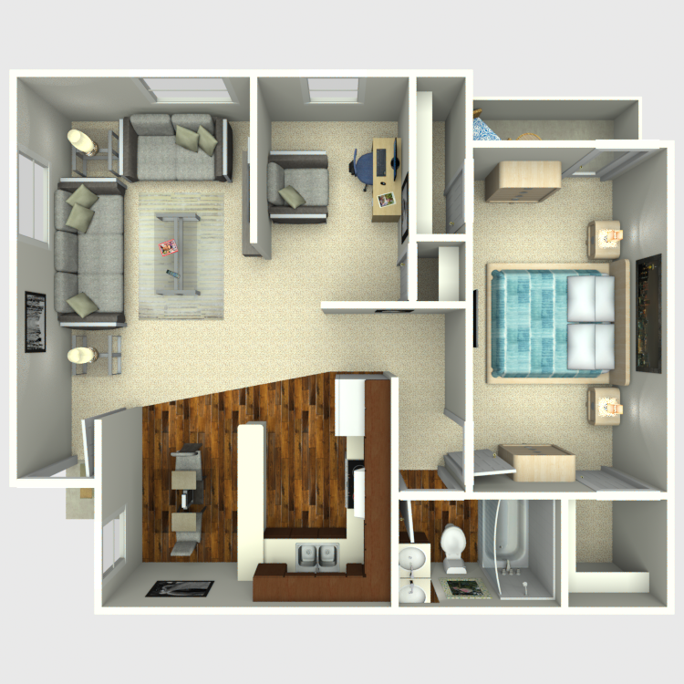 Floor plan image of One Bed w/ Den