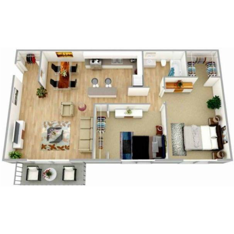 Two Bedroom One Bath floor plan