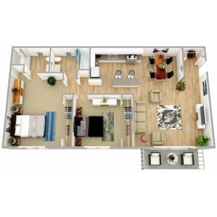 Two Bedroom Two Bath floor plan