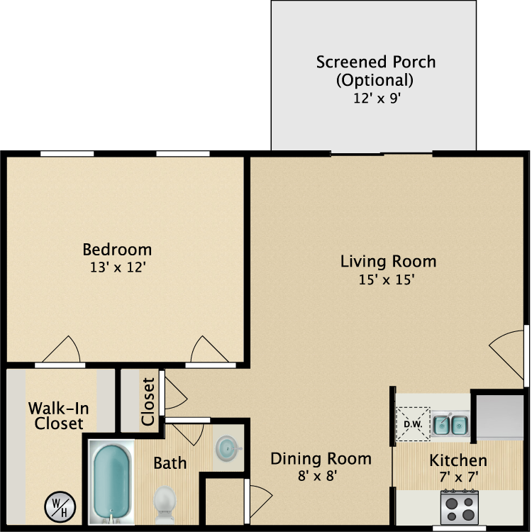 Floor plan image of 1 Bedroom Downstairs