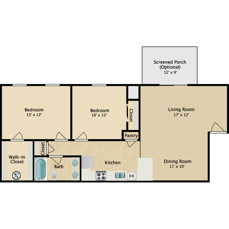 Floor plan image of 2 Bedroom Upstairs