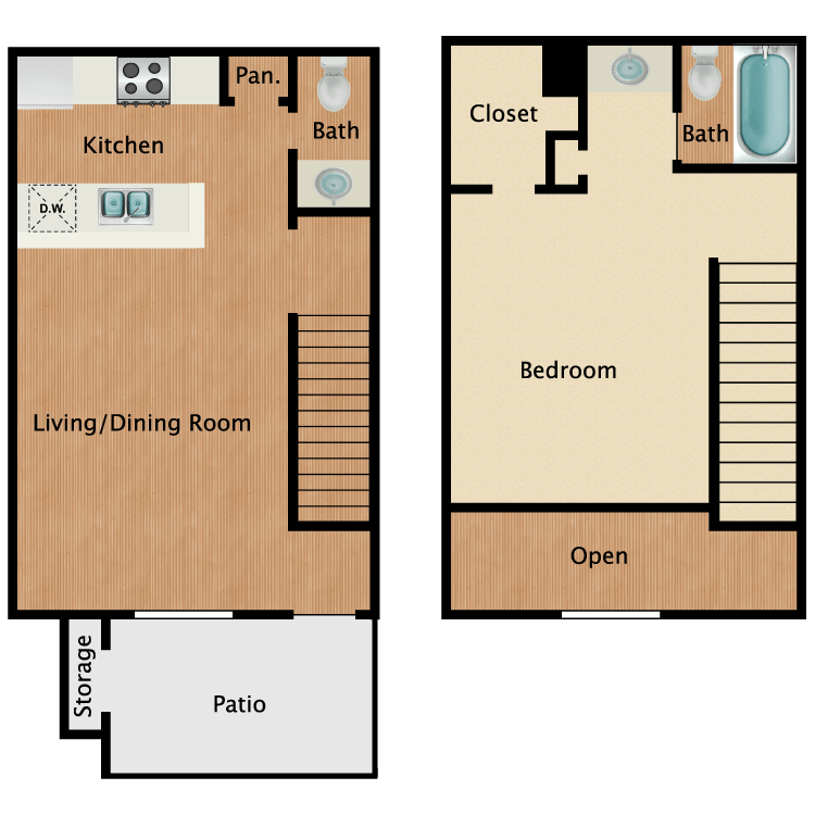 Floor plan image of 1 Bed Townhome