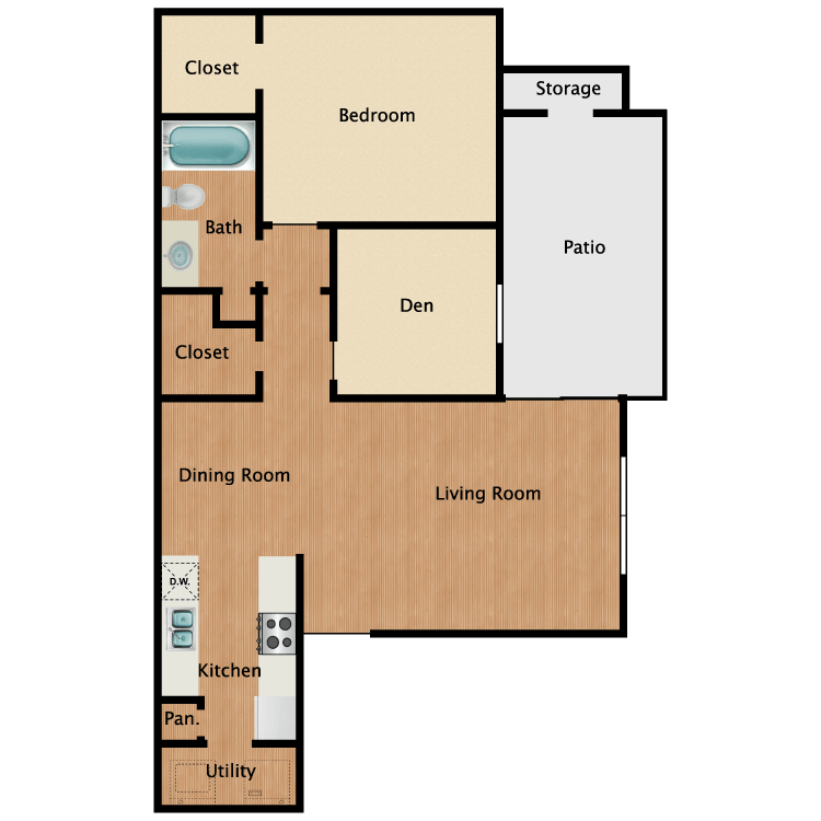 Floor plan image of 1 Bed with Den