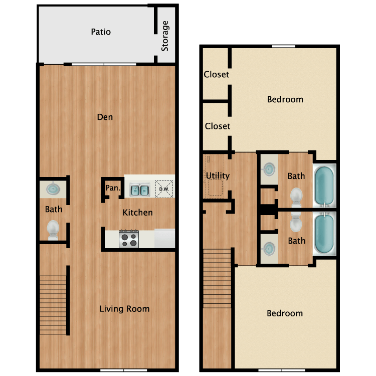 Floor plan image of 2 Bed Townhome