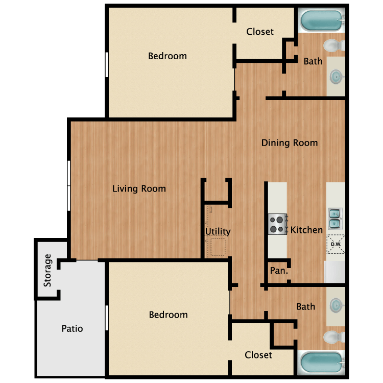 Floor plan image of 2 Bed 2 Bath B
