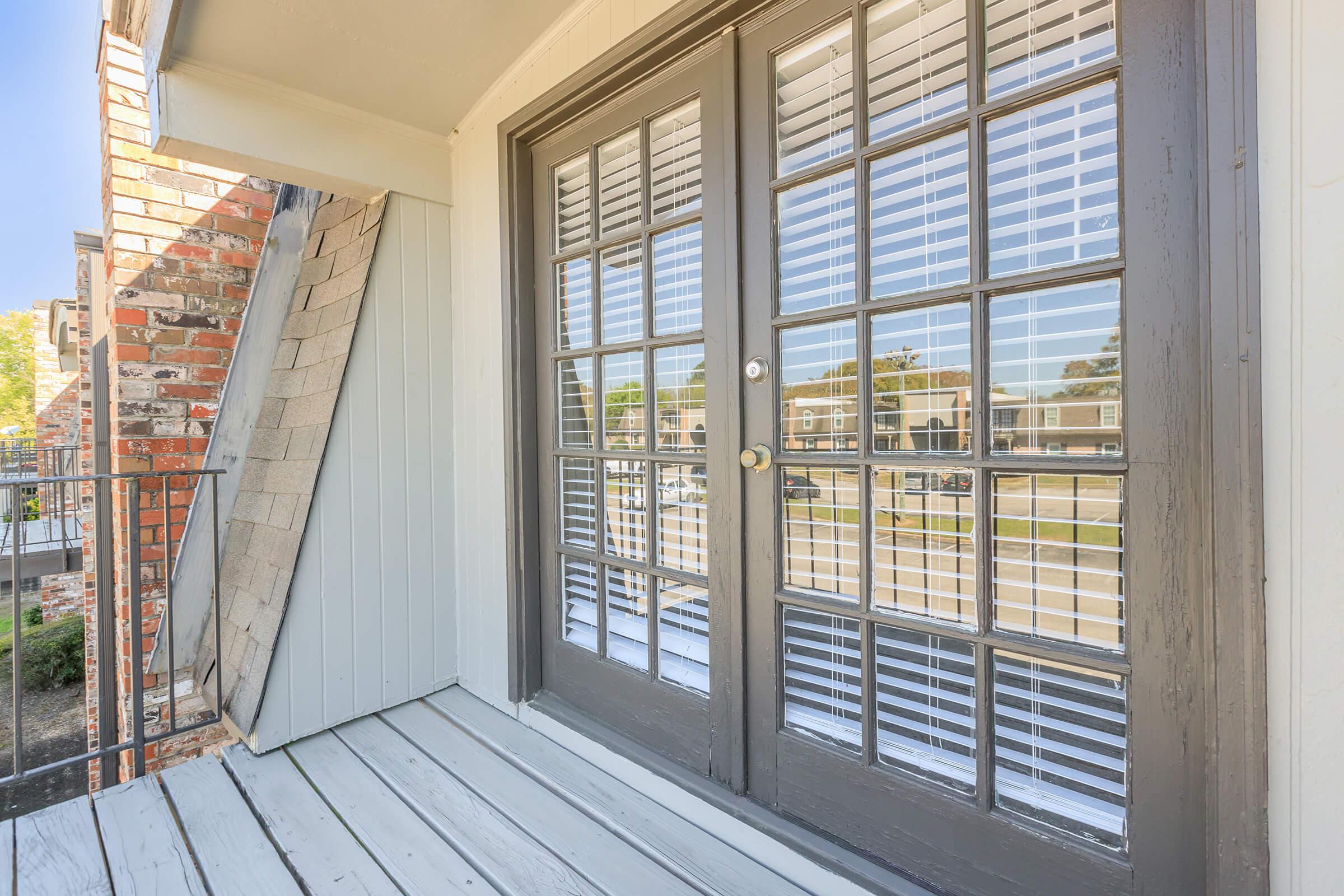 a glass door of a building