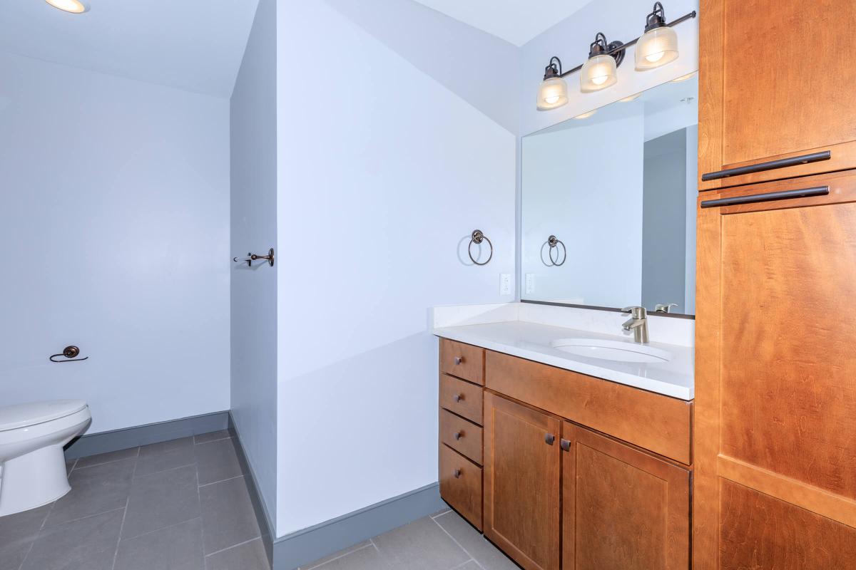 a white sink sitting under a mirror