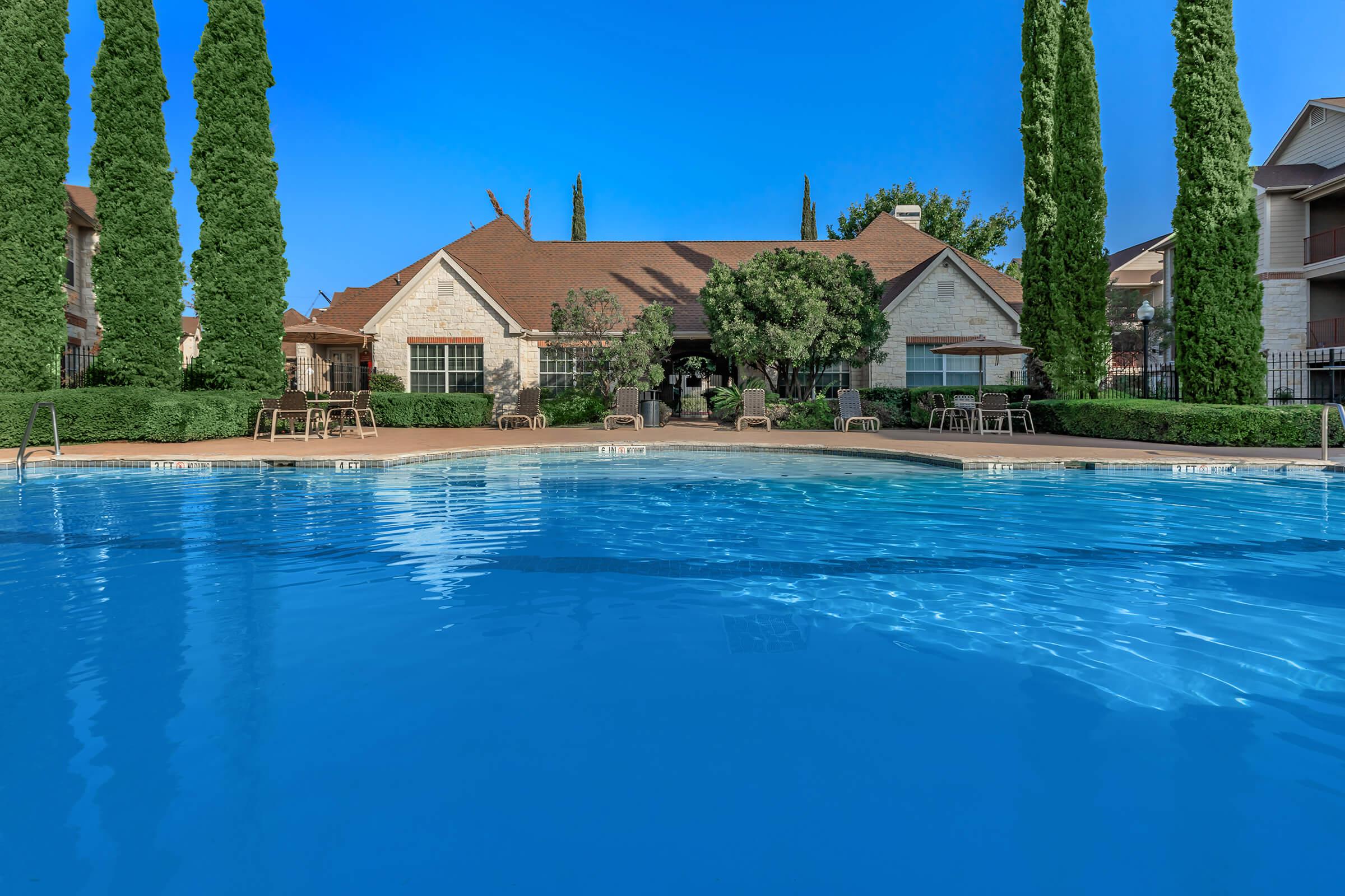 a small house in a pool of water