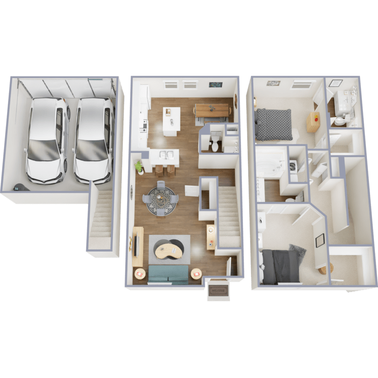 Lyon, a 2 bedroom 2.5 bathroom floor plan.