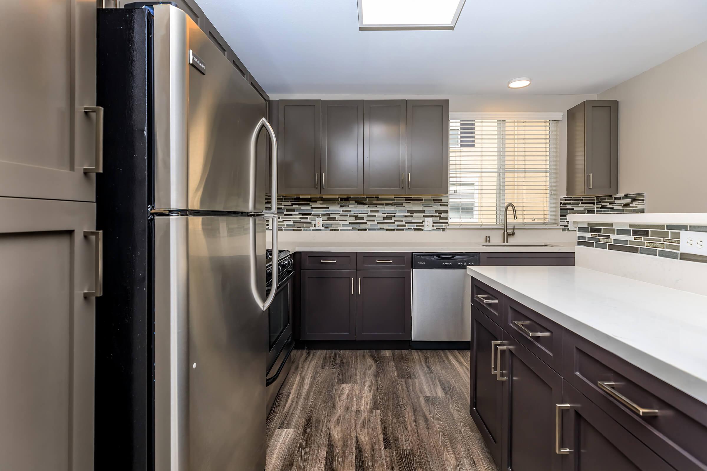 Kitchen with stainless steel appliances