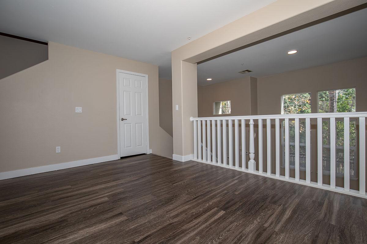 Dining room with white railing