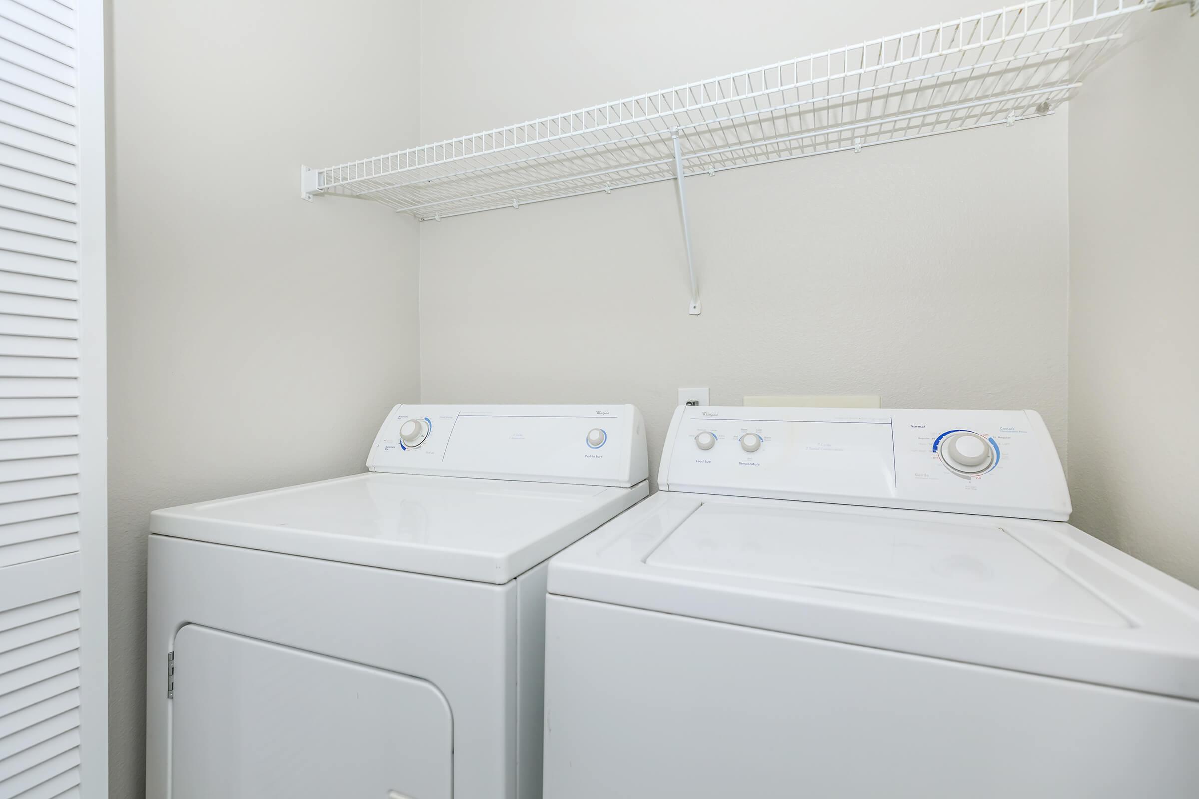 Vacant washer and dryer in laundry closet