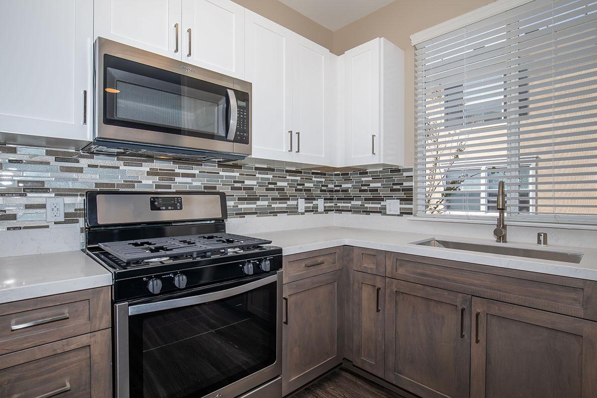 Kitchen with wooden cabinets