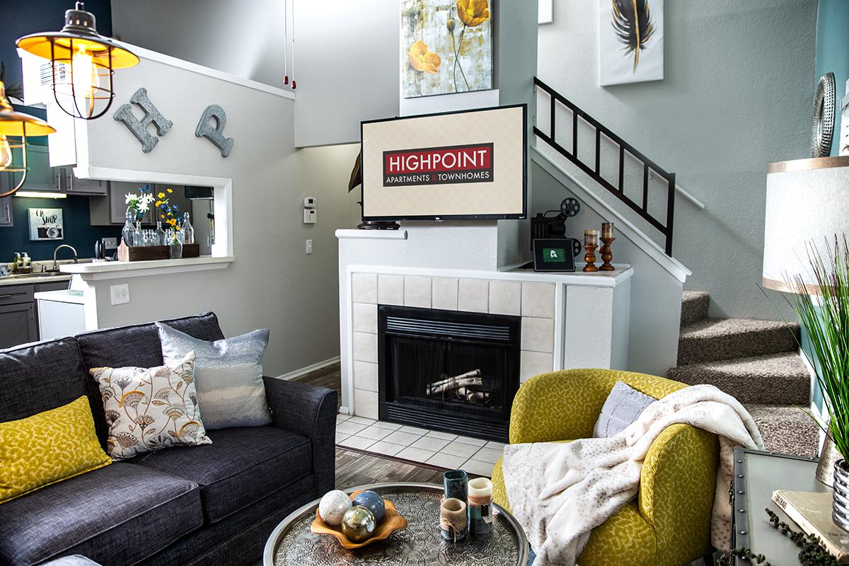 a living room with a couch and coffee table