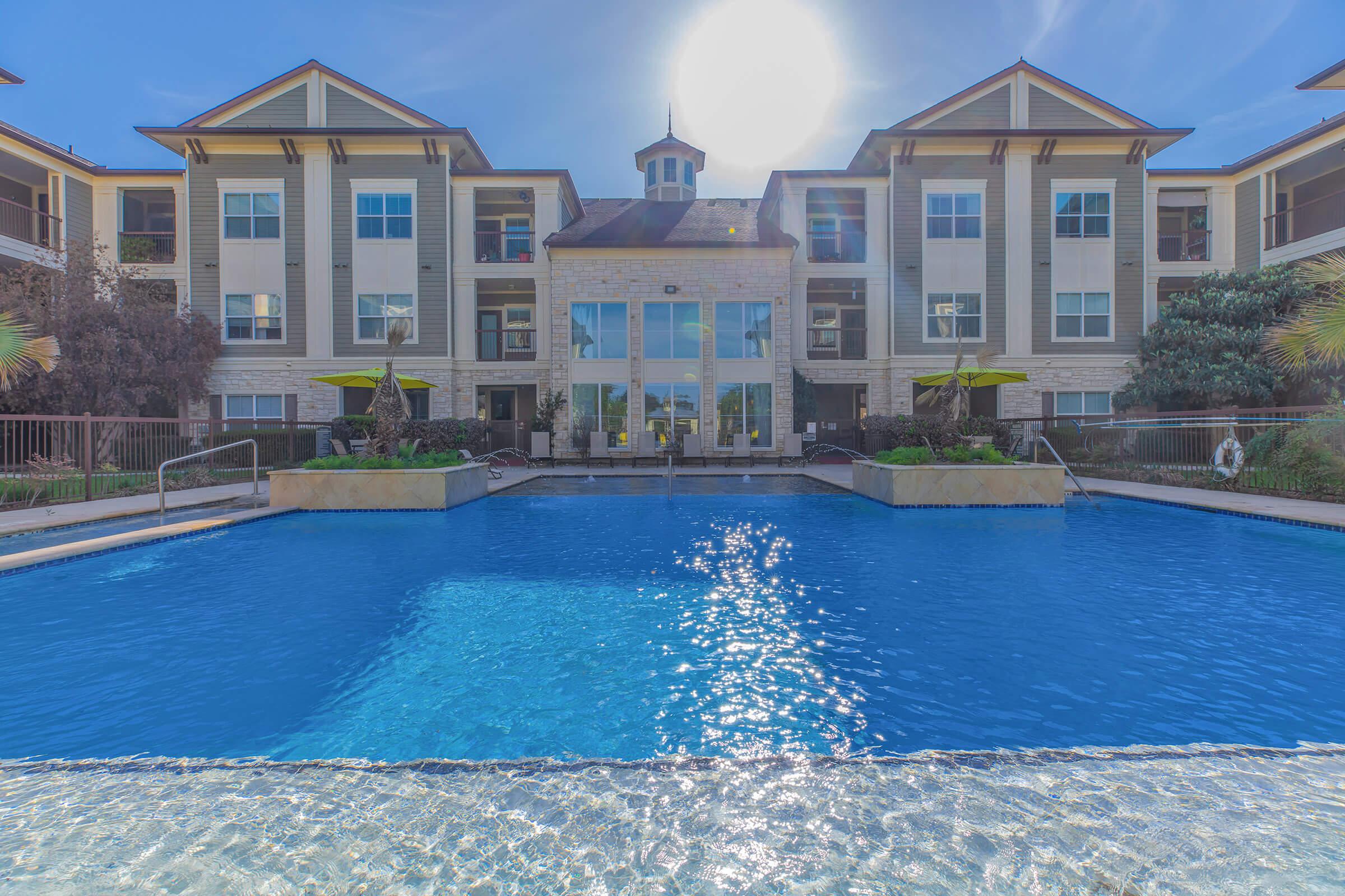 a small house in a pool of water