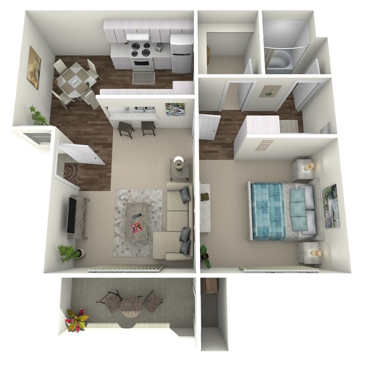 Plan B, a 1 bedroom 1 bathroom floor plan.