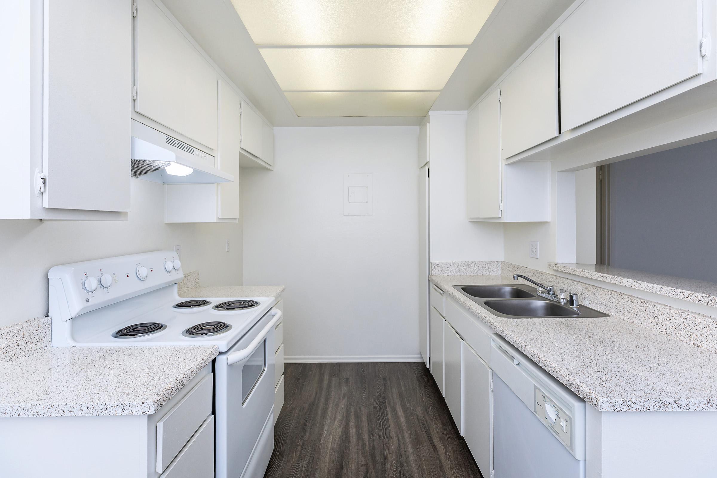 Kitchen with white cabinets