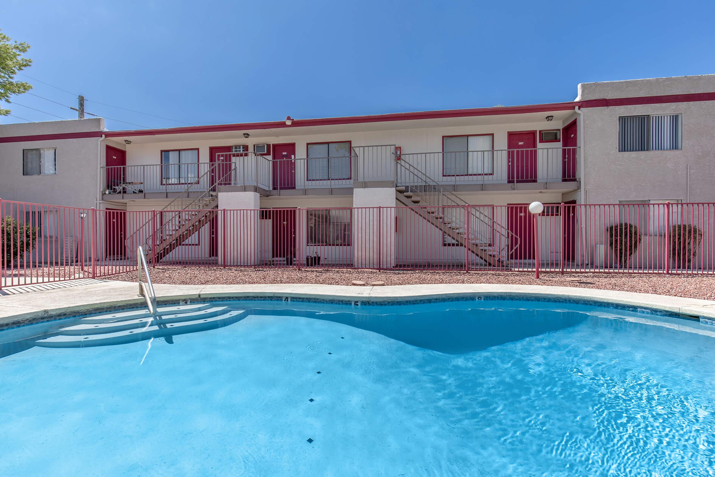 a house with a large pool of water