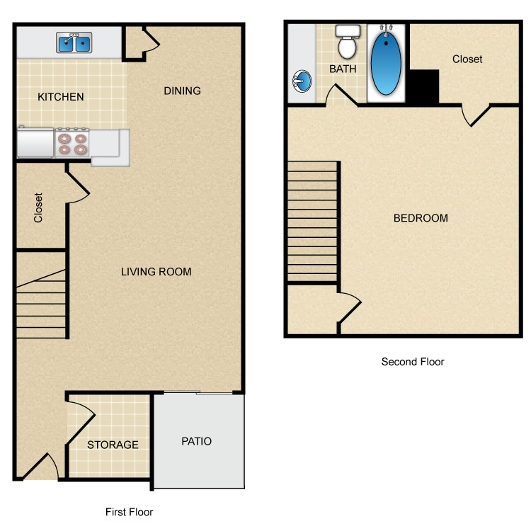 Floor plan image of 1 Bed 1 Bath TH