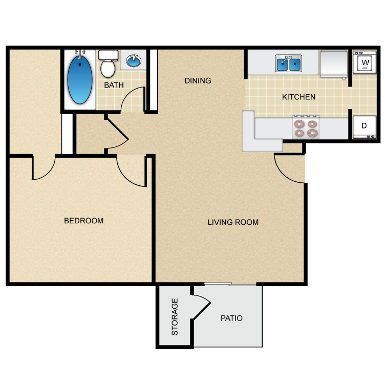 Floor plan image of 1 Bed 1 Bath L