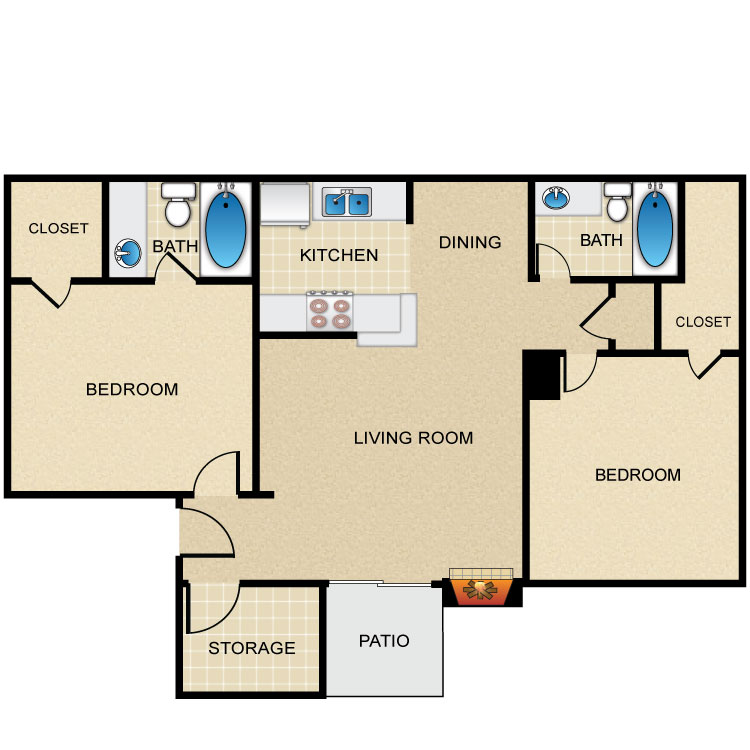 Floor plan image of 2 Bed 2 Bath L