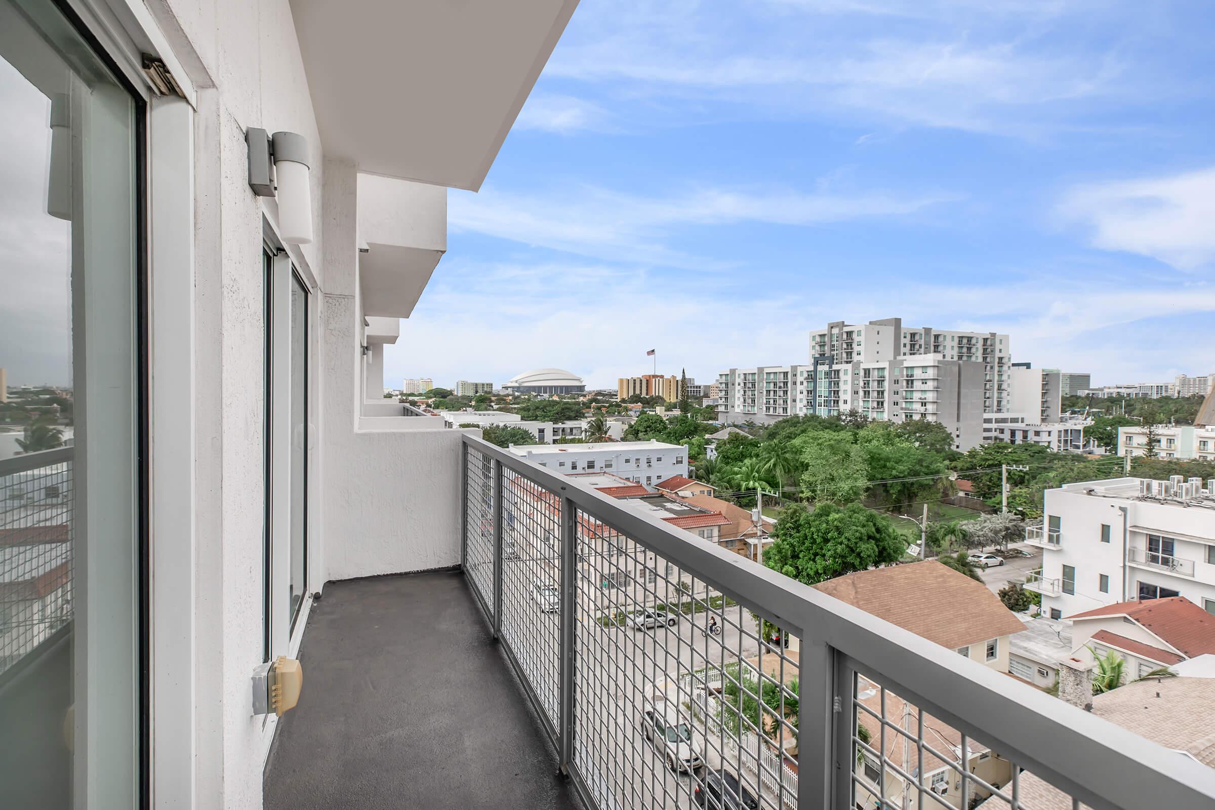 Patio view of the city and Miami Heat Stadium in some